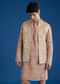 Peach Banarasi Kurta Set With Salli And Katsana Jacket