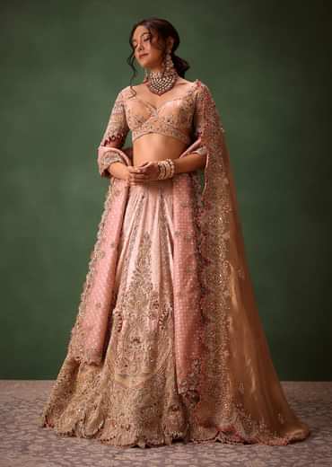 Shraddha Kapoor In Blush Pink Handwoven Banarasi Jewelled Lehenga
