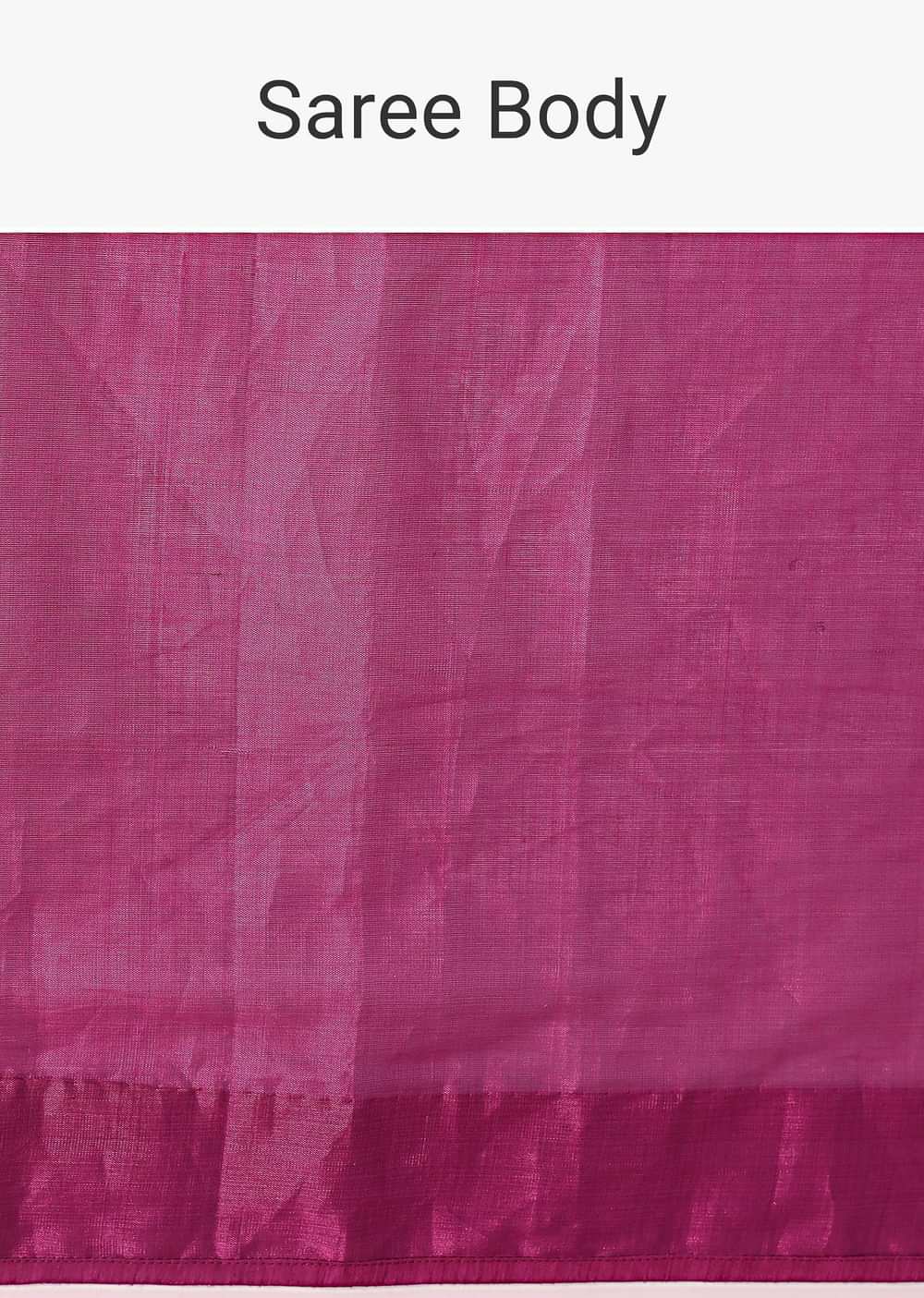 Pink Chanderi Tissue Saree With Silver Rani Tissue Stitched Blouse