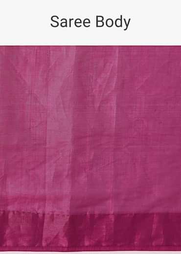Pink Chanderi Tissue Saree With Silver Rani Tissue Stitched Blouse