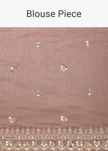 Pink Chiffon Saree With Floral Prints And Unstitched Blouse Piece