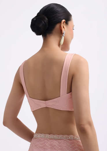 Pink Cutdana Embroidered Organza Saree With Unstitched Blouse