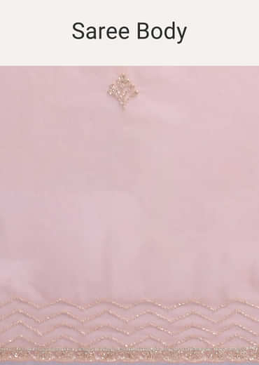 Pink Cutdana Embroidered Organza Saree With Unstitched Blouse