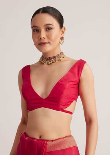 Fusia Pink Dola Silk Saree With Woven Floral Motifs