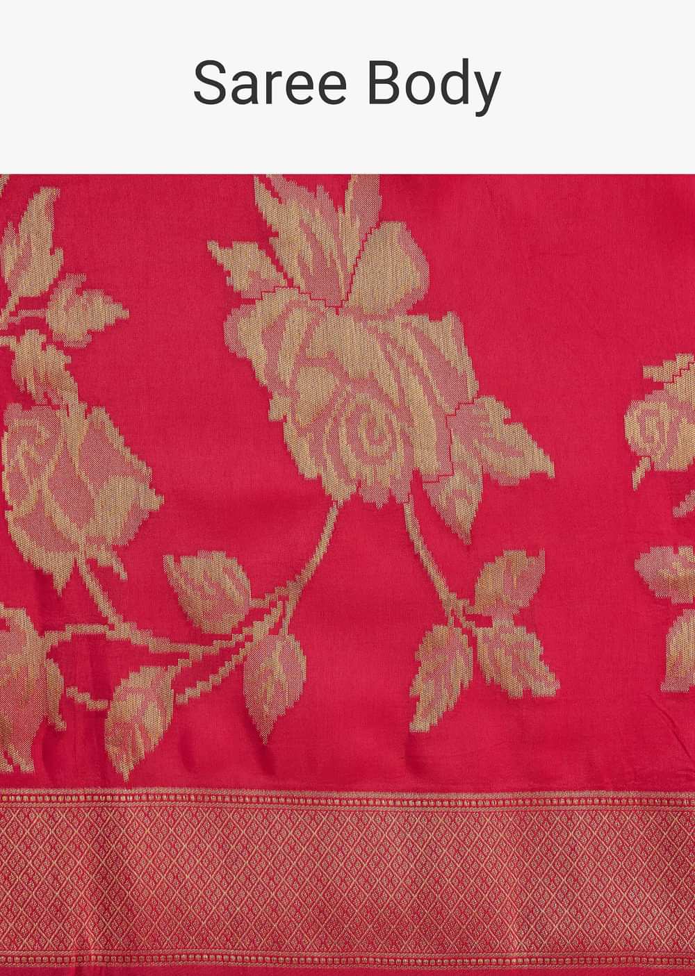 Fusia Pink Dola Silk Saree With Woven Floral Motifs