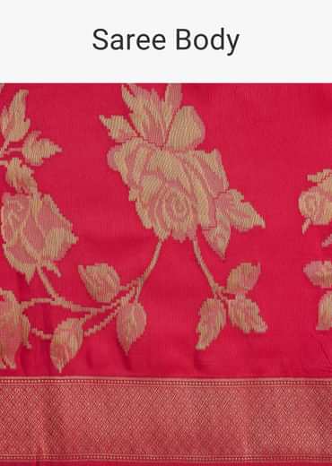 Fusia Pink Dola Silk Saree With Woven Floral Motifs
