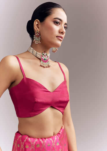 Pink Dola Silk Woven Saree With Delicate Hand Embroidery