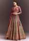 Pink Embroidered Lehenga Set With Net dupatta