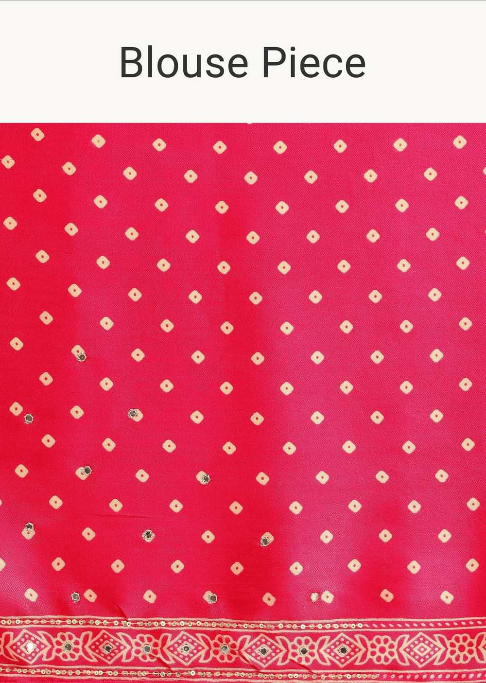 Pink Embroidered Satin Ajrakh Block Print Saree With Mirror Work