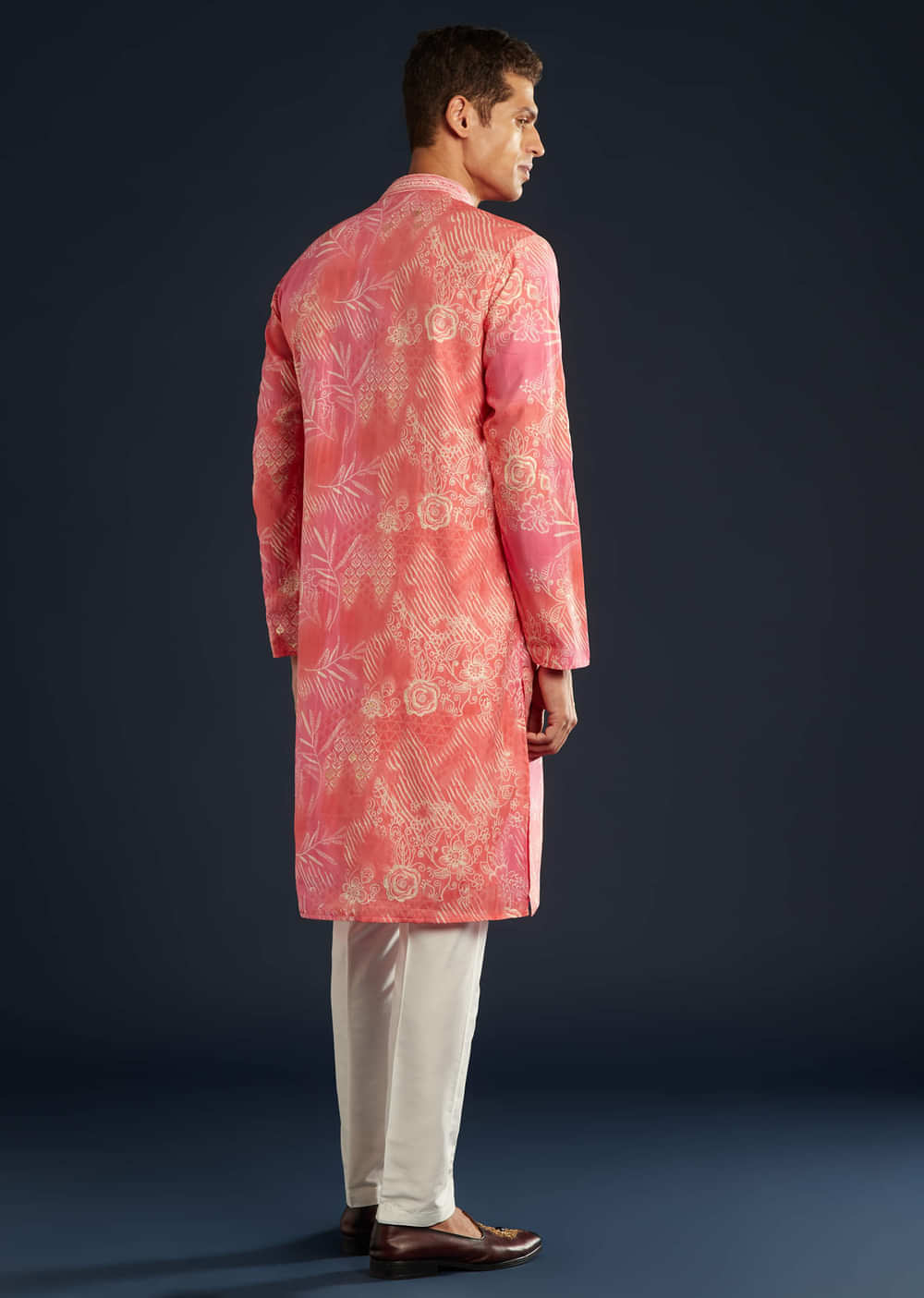 Pink Floral Print Art Silk Kurta and Pant Set