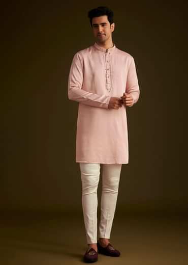 Pink Hand Embroidered Sherwani Set