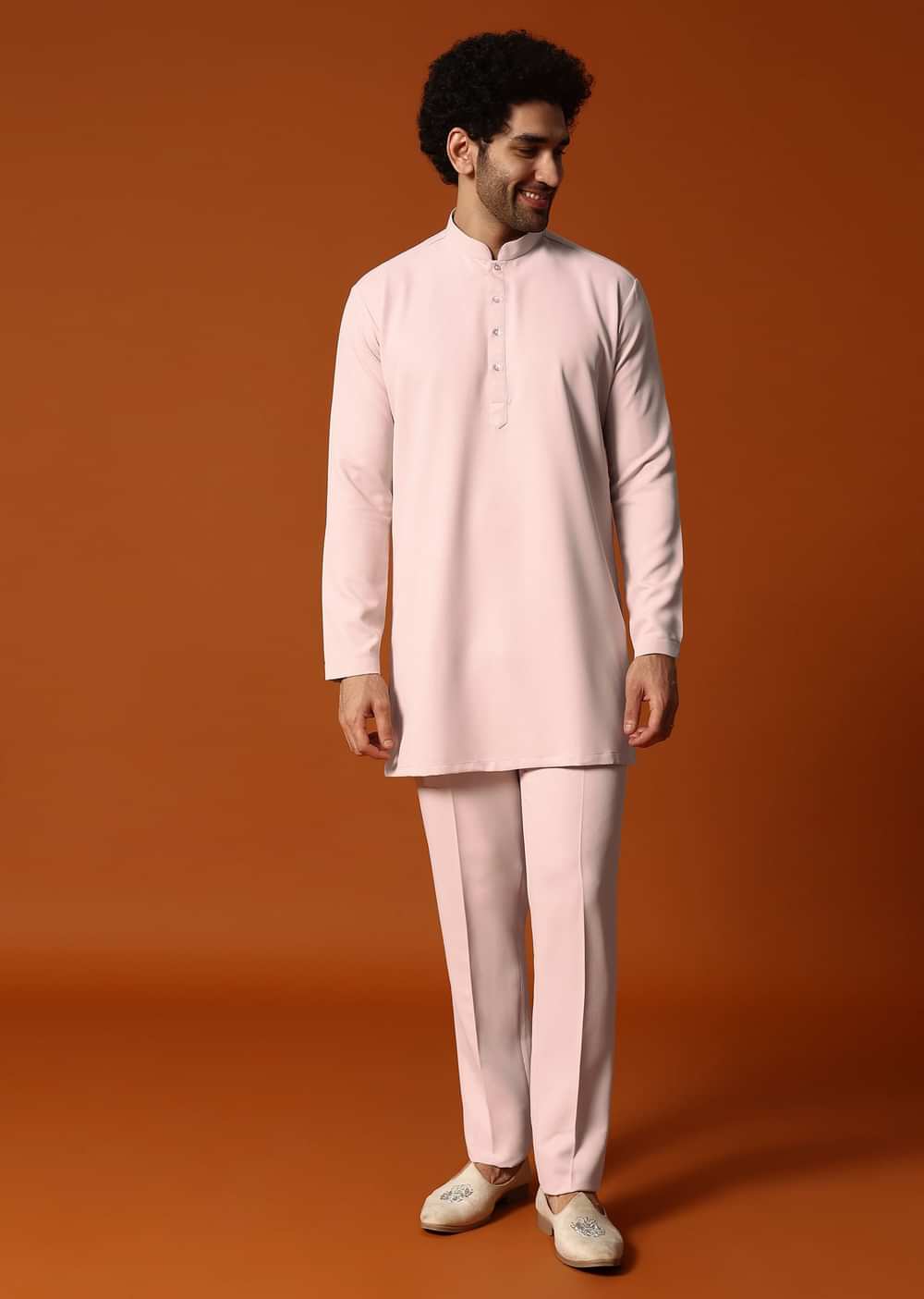 Pink Jodhpuri Set In Resham Work For Men