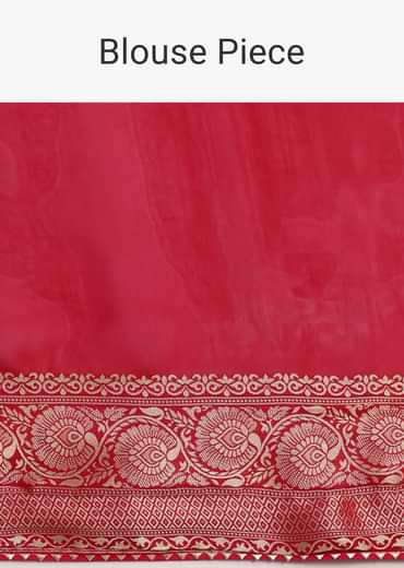 Pink Khaddi Georgette Woven Saree With Gotta Patti Border