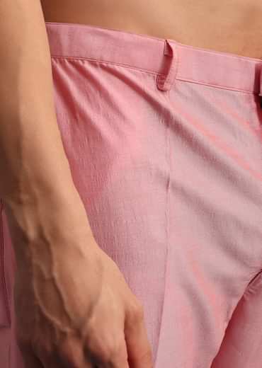 Pink Kurta Jacket Set With Dori Work And Stone Embroidery