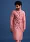 Pink Kurta Jacket Set With Dori Work And Stone Embroidery