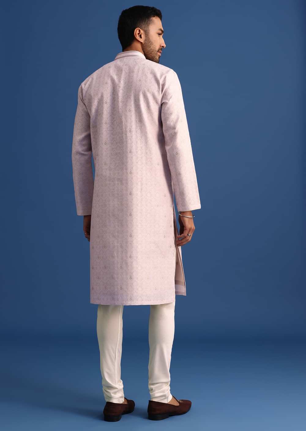 Pink Kurta Set With Foil Printed Motifs