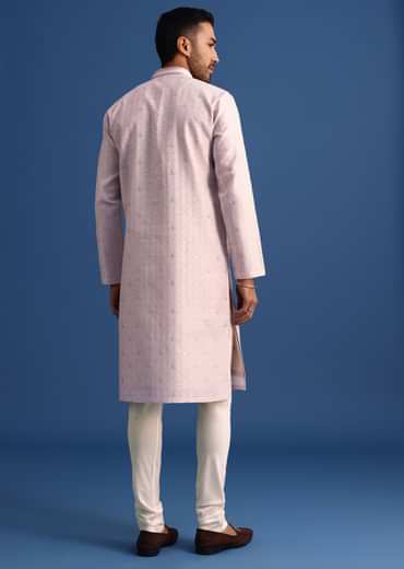 Pink Kurta Set With Foil Printed Motifs