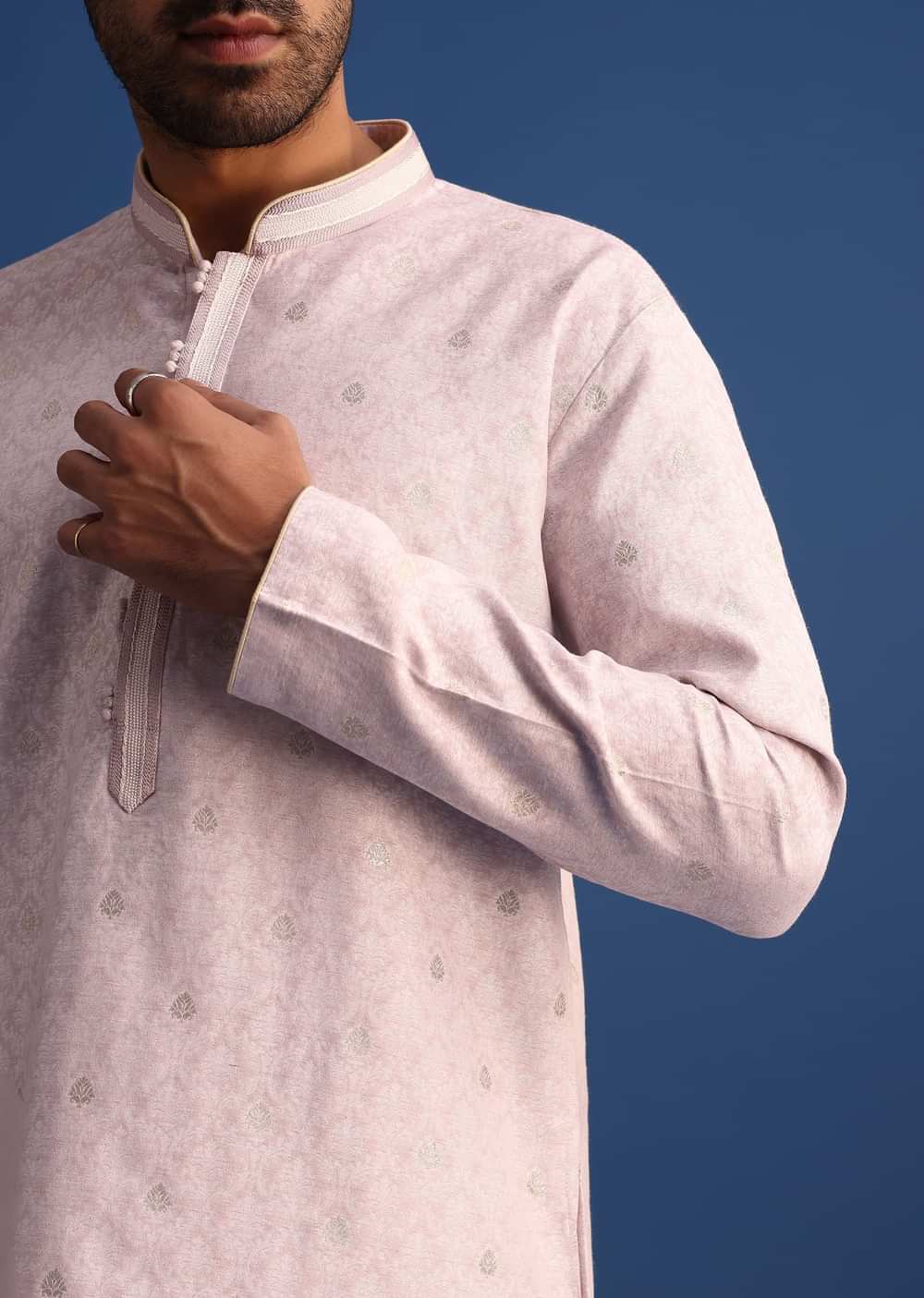 Pink Kurta Set With Foil Printed Motifs
