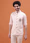 Pink Linen Kurta And Embroidered Jacket For Men