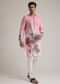 Pink Linen Ombre Kurta Set With Abstract Print