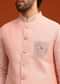 Pink Linen Zardosi Kurta Jacket Set