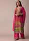 Pink Printed Palazzo Set With Zari Work Kurta