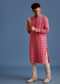 Pink Printed Pashmina Kurta Set For Men