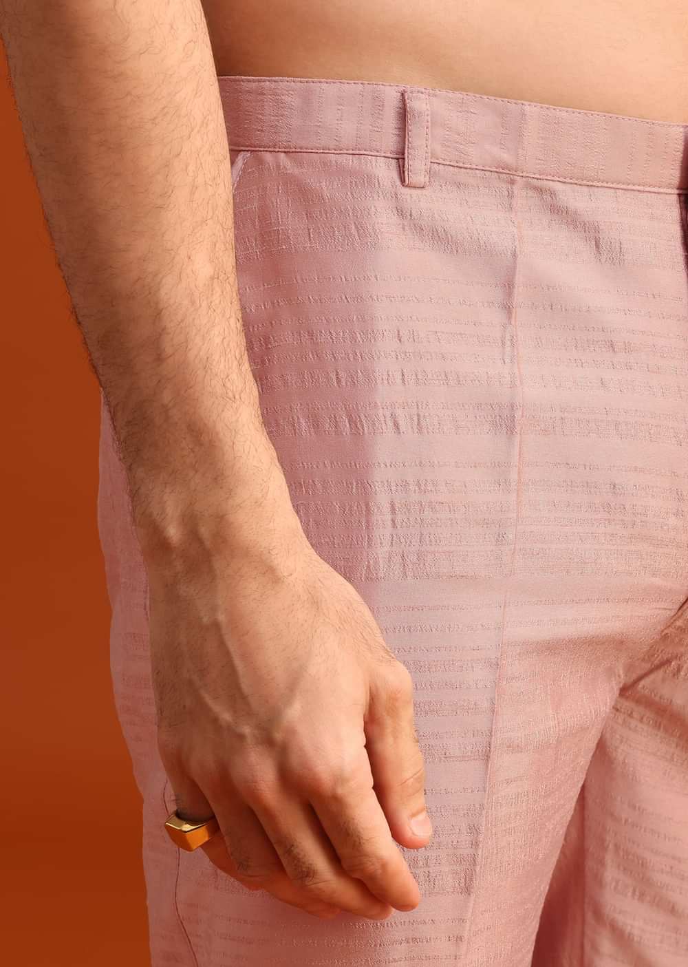 Pink Raw Silk Jacket Kurta Set With Mirror Embellishments