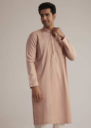 Pink Silk Blend Kurta With Pintuck Detailing