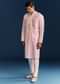 Pink Silk Flroal Printed Kurta Set With Resham Work