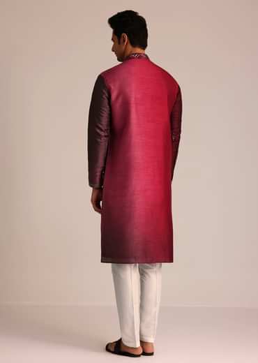 Pink Silk Ombre Kurta Set