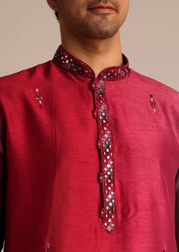 Pink Silk Ombre Kurta Set