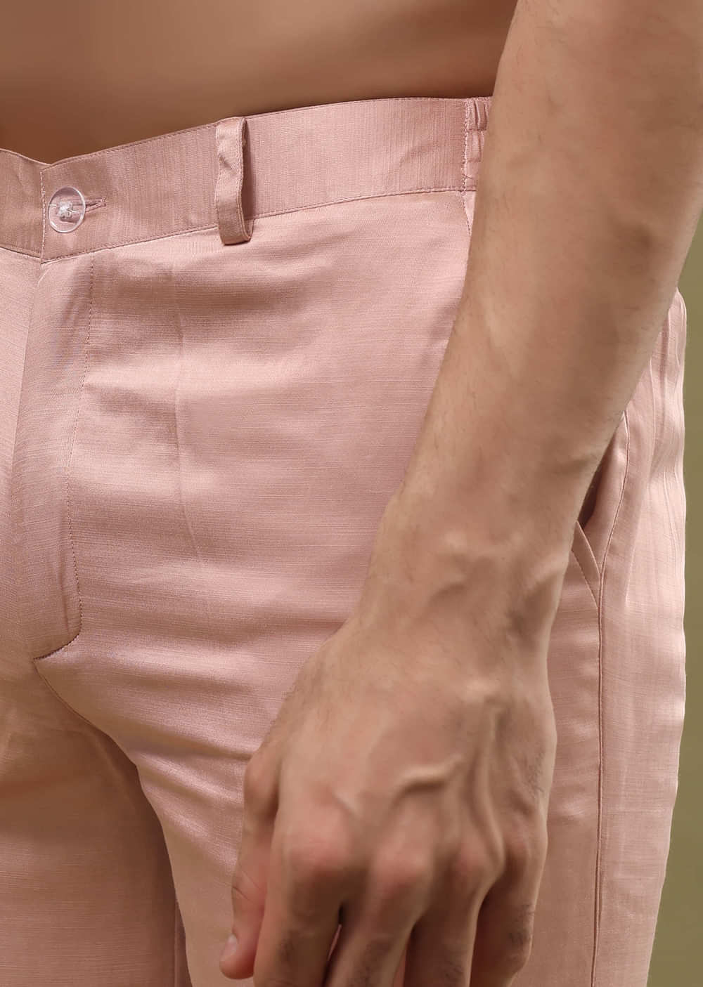 Pink Silk Kurta Set In Resham Work With Dupatta For Men