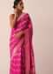 Pink Silk Saree with Zari Zig Zag Detail And Unstitched Blouse Piece