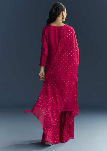 Pink Silk Sharara Suit With Zardosi And Sequins Embroidery