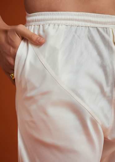 Pink Silk Sherwani Set With Bead Work On Collar