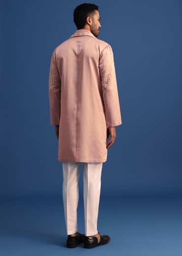 Pink Thread Handowork Kurta Set With Dupatta