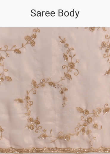 Pink Tissue Embroidered Saree With Sequins And Bead Work