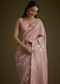 Pink Tissue Saree With Floral Embroidery