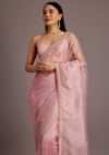 Pink Tissue Saree With Sequins Embellished Border
