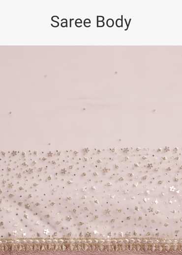 Pink Tissue Saree With Sequins Embellished Border