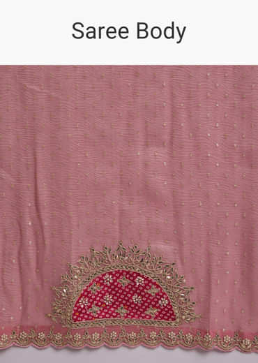 Pink Tissue Silk Saree With Delicate Hand Embroidery