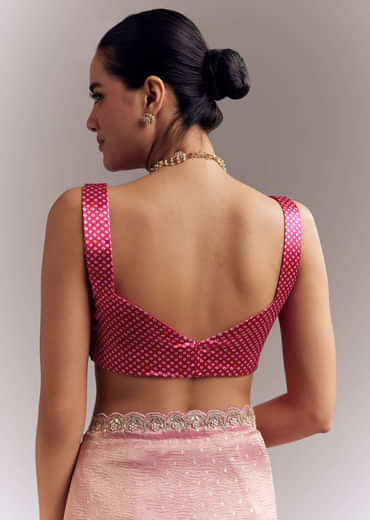 Pink Tissue Silk Saree With Delicate Hand Embroidery