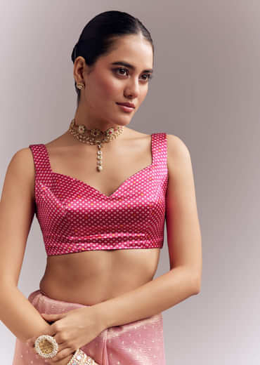 Pink Tissue Silk Saree With Delicate Hand Embroidery