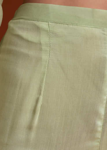 Pista Green Chinon Anarkali Suit With Beads And Stone Work