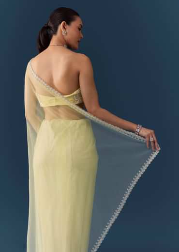 Pista Green Net Saree with Blouse Fabric