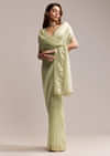 Pista Green Tissue Saree With Butti Work Embroidery