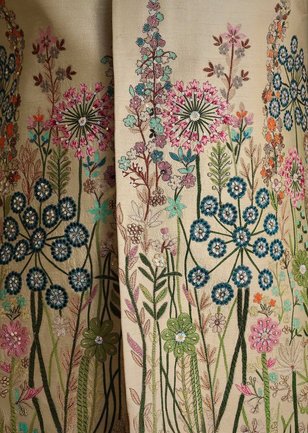 Pista Green Floral Embroidered Jacket Set