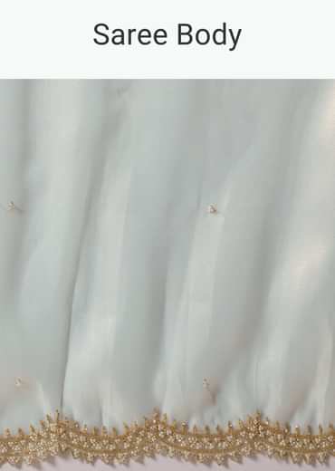 Pista Green Foil Saree In Tissue With Cut Dana Embroidered Borders