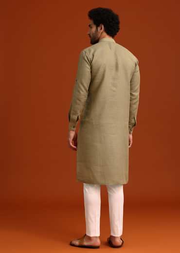 Pista Green Hand Work Kurta And Pant Set